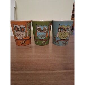 Home Essentials Lot Of 3,  16 Oz Coffee Cups Owl Designs